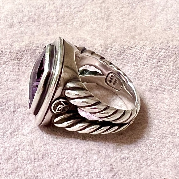 David Yurman 14mm Amethyst Albion 925 Silver Ring SIZE 6 - Picture 5 of 7